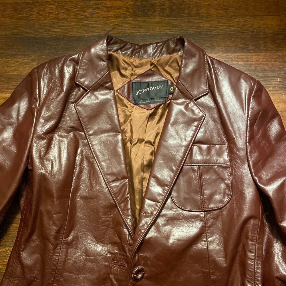 red leather blazer